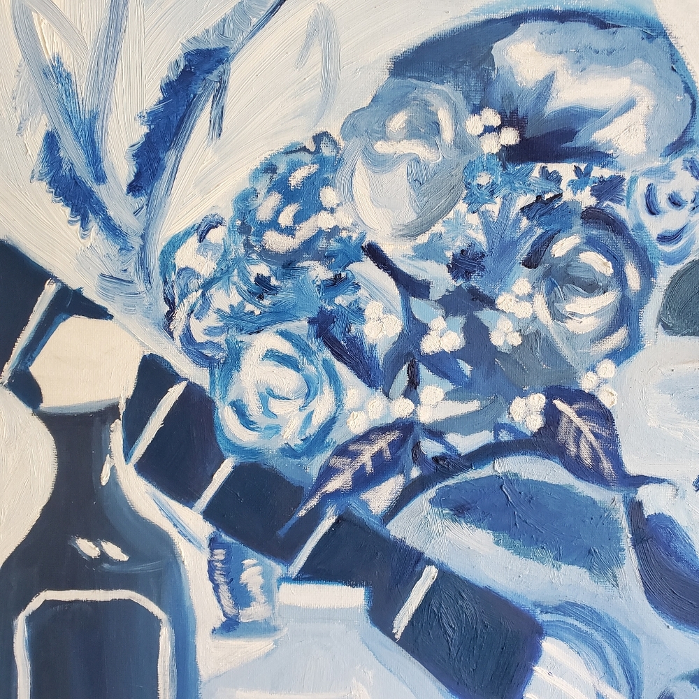 "Blue Guitar" Contemporary Still Life Oil on Canvas Painting, Signed - Picture 5 of 11